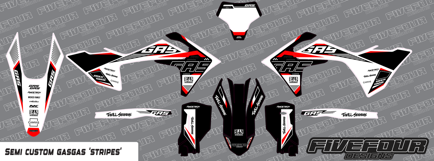 GasGas STRIPES White Semi Custom Graphics