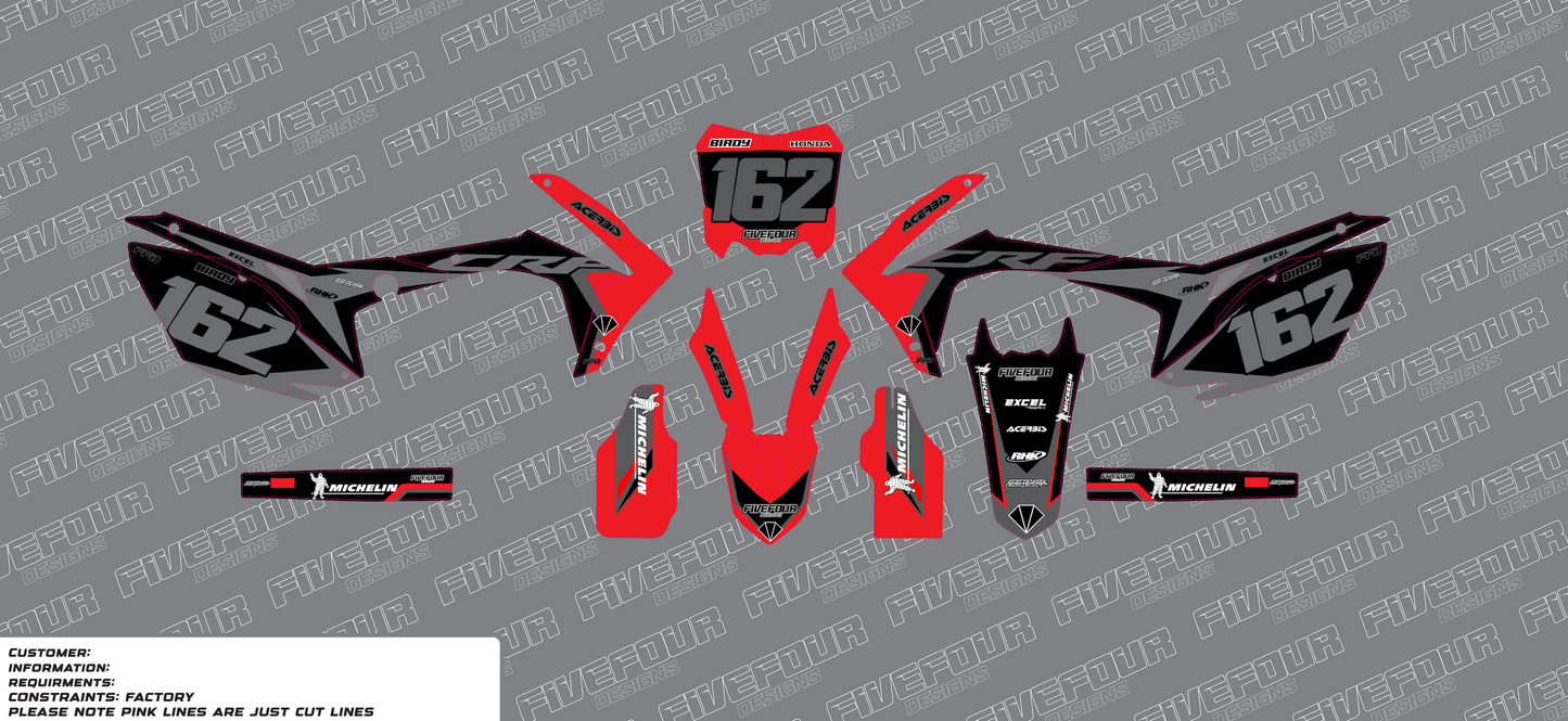 'Birdy' Black n Red Honda Semi Custom Graphics