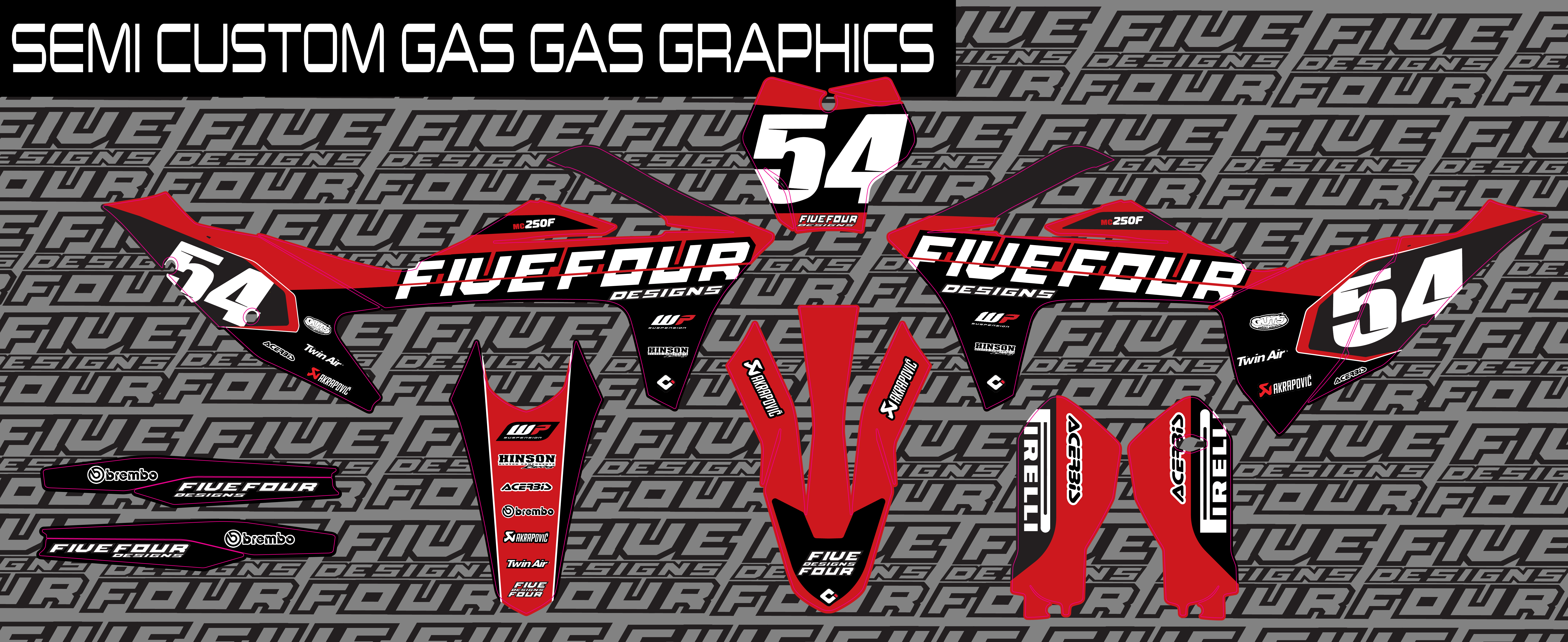 Simi Graphics Factory '23 Gas Gas Semi Custom Graphics kit – FiveFour Designs